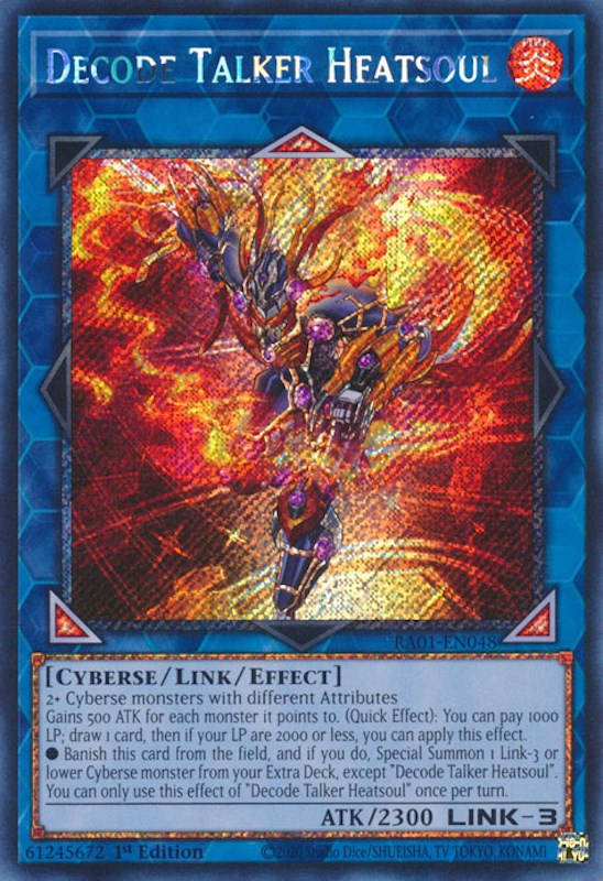 Decode Talker Heatsoul [RA01-EN048] Platinum Secret Rare | Tables and Towers