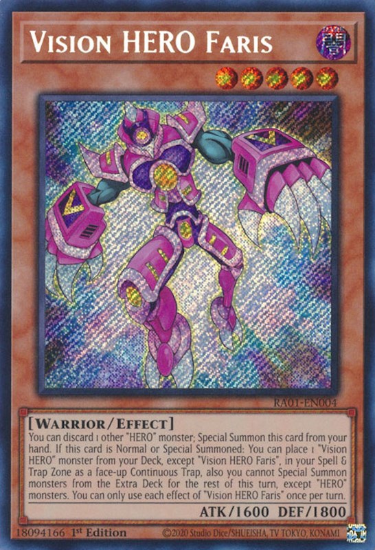 Vision HERO Faris [RA01-EN004] Secret Rare | Tables and Towers