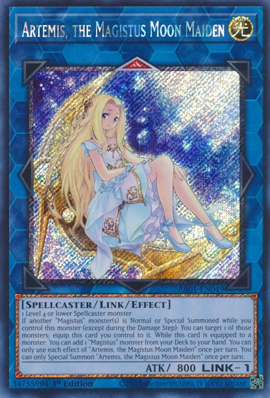 Artemis, the Magistus Moon Maiden [RA01-EN049] Platinum Secret Rare | Tables and Towers