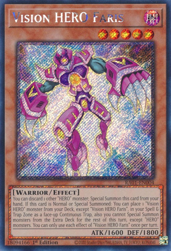 Vision HERO Faris [RA01-EN004] Platinum Secret Rare | Tables and Towers