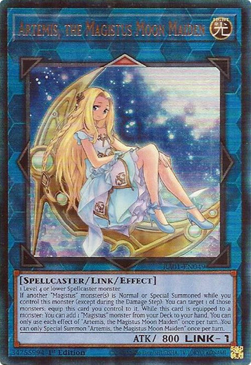 Artemis, the Magistus Moon Maiden [RA01-EN049] Prismatic Ultimate Rare | Tables and Towers