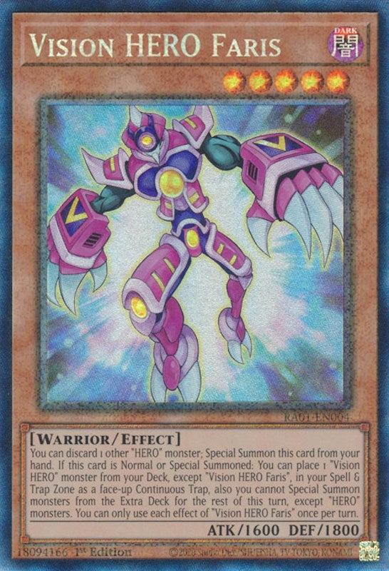 Vision HERO Faris [RA01-EN004] Prismatic Collector's Rare | Tables and Towers