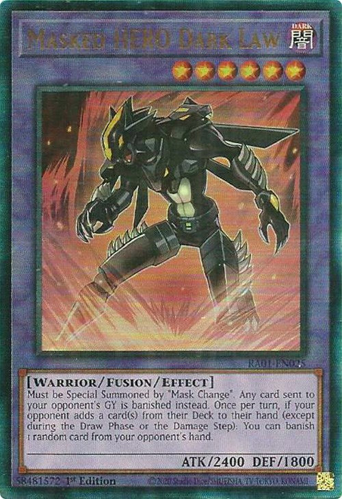 Masked HERO Dark Law [RA01-EN025] Prismatic Ultimate Rare | Tables and Towers