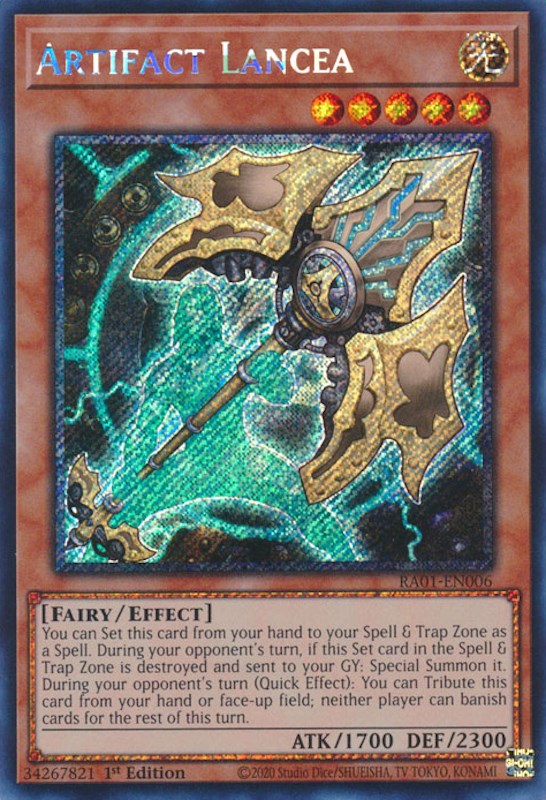 Artifact Lancea [RA01-EN006] Platinum Secret Rare | Tables and Towers