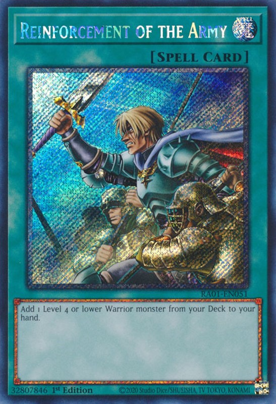 Reinforcement of the Army [RA01-EN051] Platinum Secret Rare | Tables and Towers