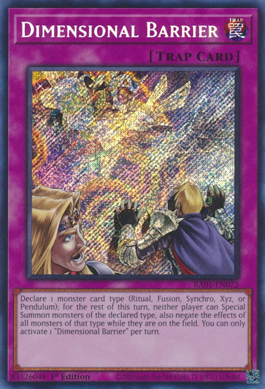 Dimensional Barrier [RA01-EN072] Secret Rare | Tables and Towers