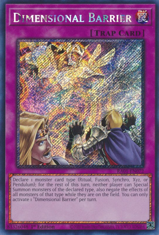 Dimensional Barrier [RA01-EN072] Platinum Secret Rare | Tables and Towers