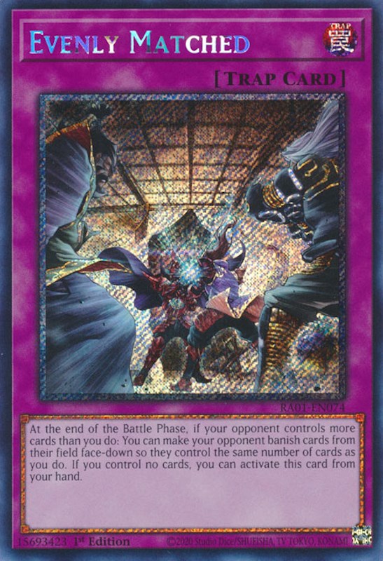 Evenly Matched [RA01-EN074] Platinum Secret Rare | Tables and Towers