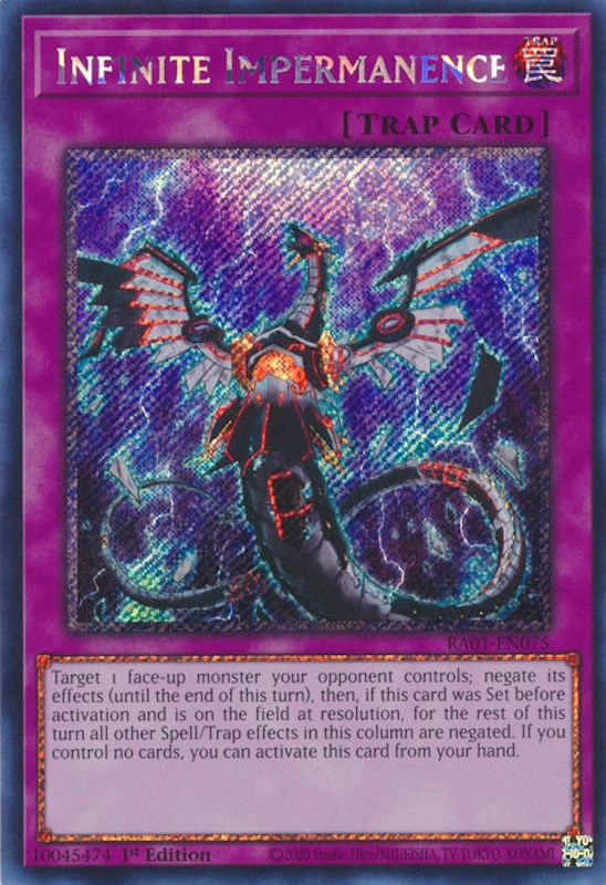 Infinite Impermanence [RA01-EN075] Platinum Secret Rare | Tables and Towers