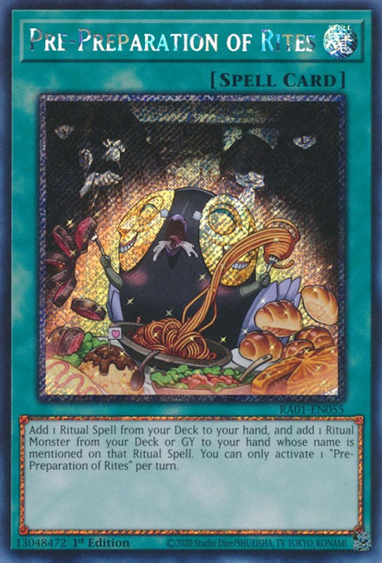 Pre-Preparation of Rites [RA01-EN055] Platinum Secret Rare | Tables and Towers