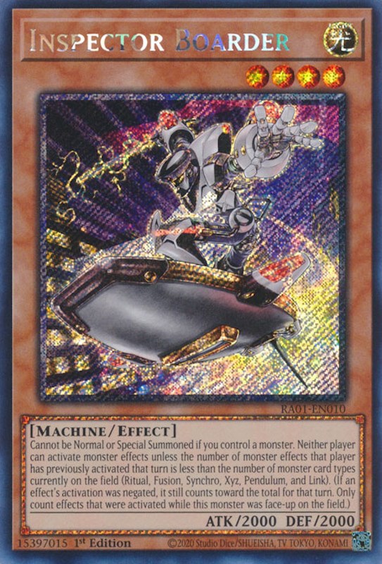 Inspector Boarder [RA01-EN010] Platinum Secret Rare | Tables and Towers