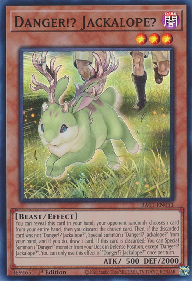 Danger!? Jackalope? [RA01-EN013] Super Rare | Tables and Towers