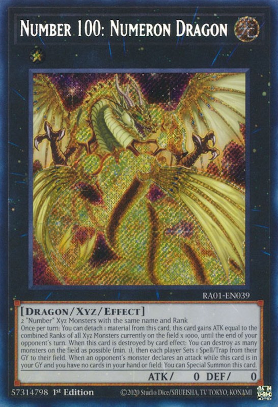 Number 100: Numeron Dragon [RA01-EN039] Secret Rare | Tables and Towers