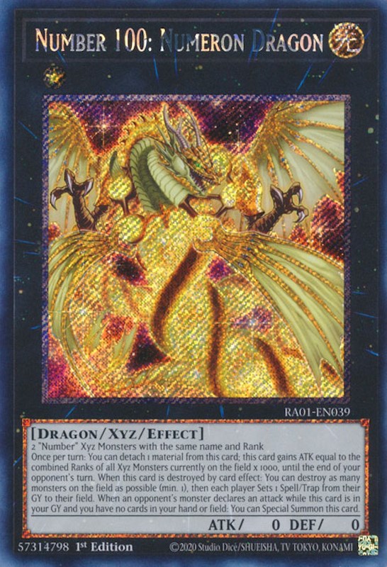 Number 100: Numeron Dragon [RA01-EN039] Platinum Secret Rare | Tables and Towers