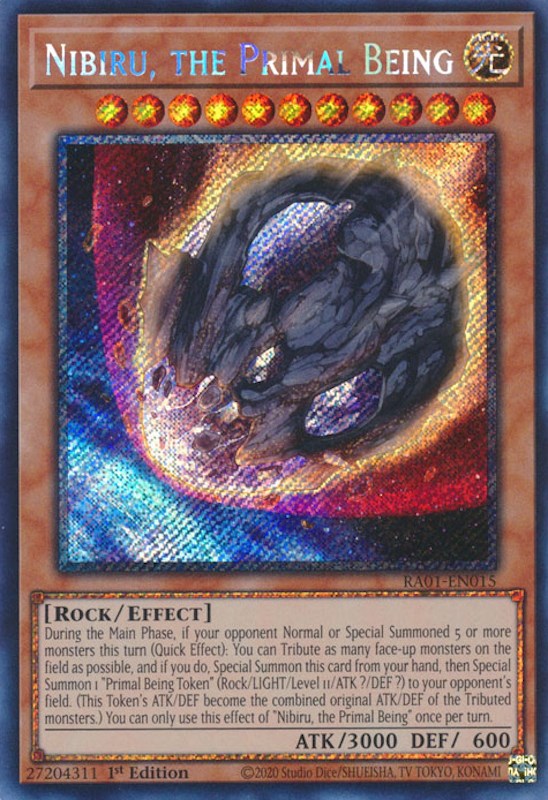 Nibiru, the Primal Being [RA01-EN015] Platinum Secret Rare | Tables and Towers