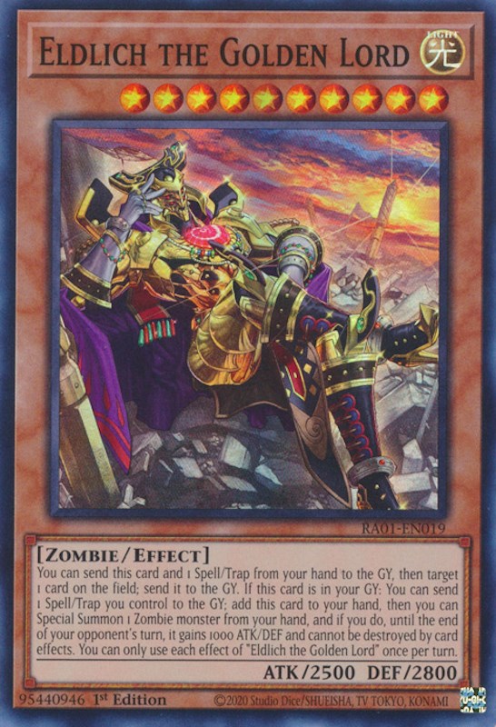 Eldlich the Golden Lord (Alternate Art) [RA01-EN019] Super Rare | Tables and Towers