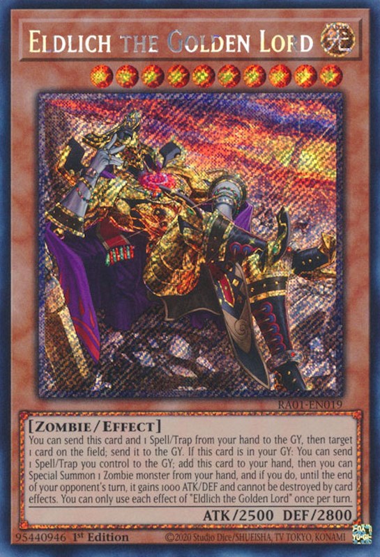 Eldlich the Golden Lord (Alternate Art) [RA01-EN019] Platinum Secret Rare | Tables and Towers