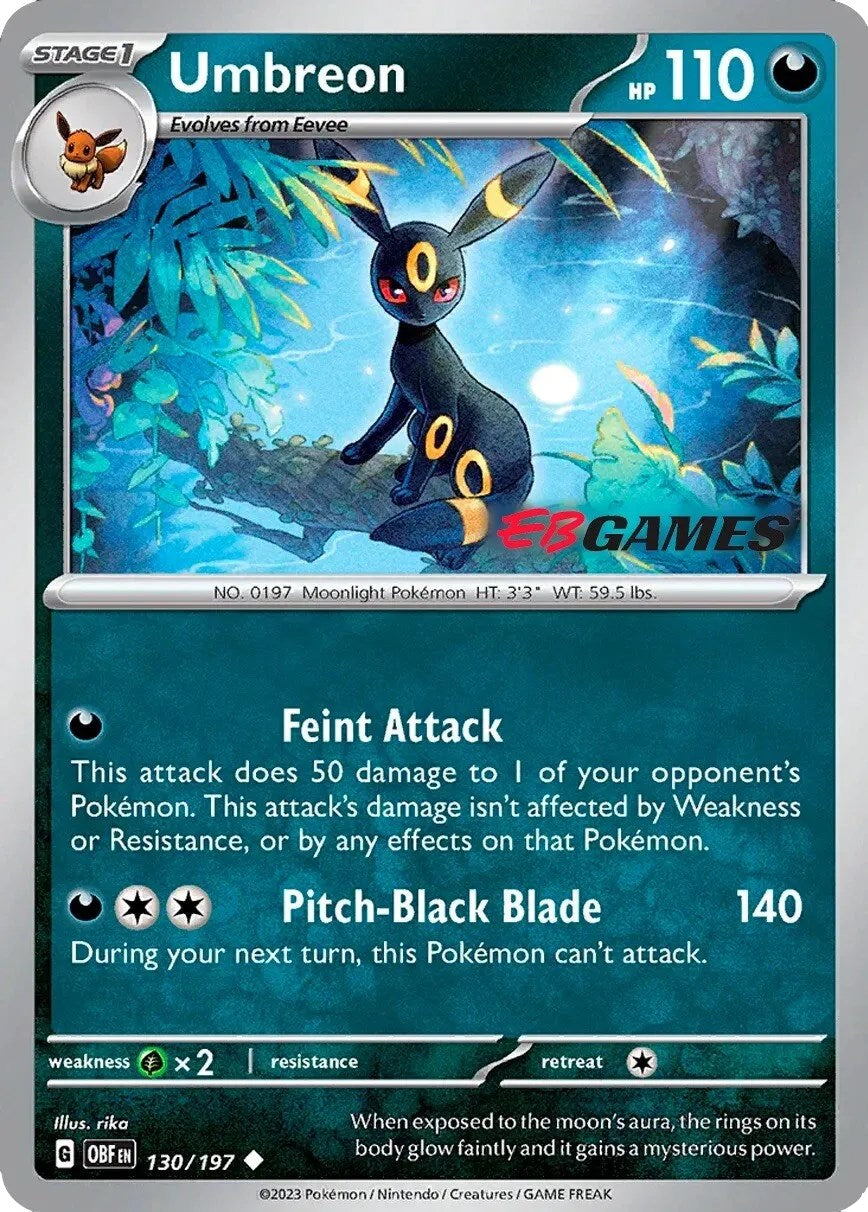 Umbreon (130/197) (EBGames Exclusive) [Scarlet & Violet: Obsidian Flames] | Tables and Towers