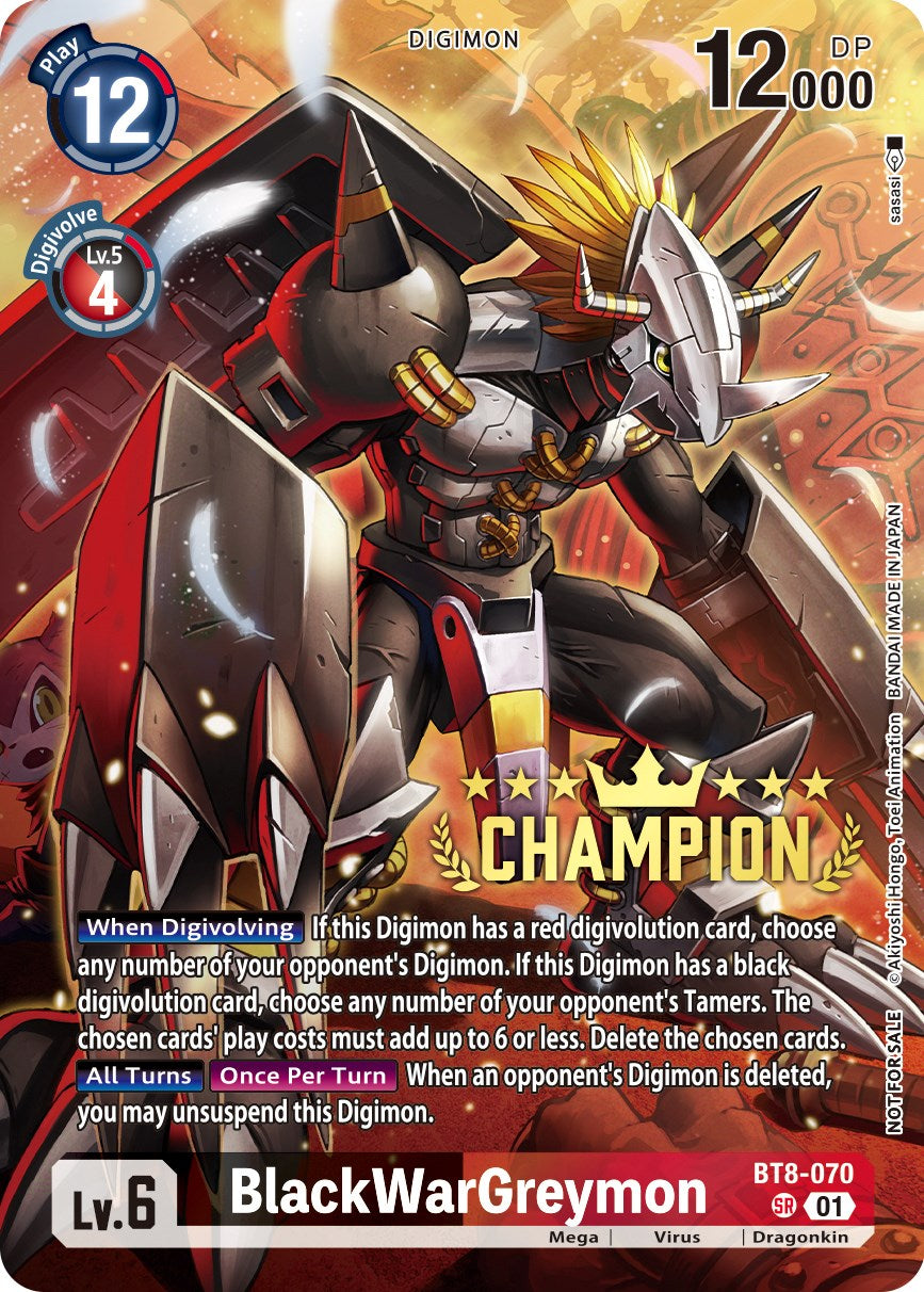 BlackWarGreymon [BT8-070] (Digimon 3-On-3 November 2023 Champion) [New Awakening] | Tables and Towers