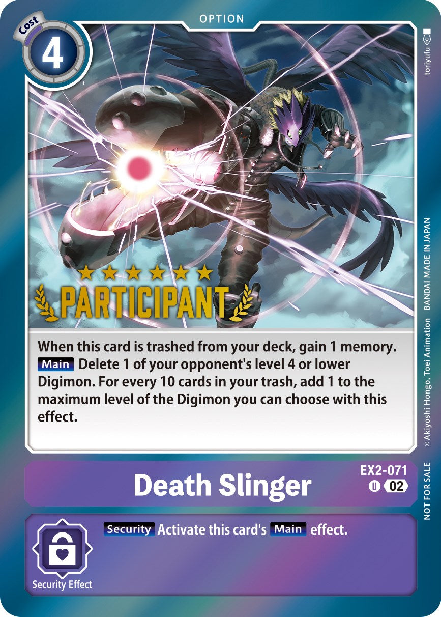 Death Slinger [EX2-071] (Digimon 3-On-3 November 2023 Participation) [Digital Hazard] | Tables and Towers