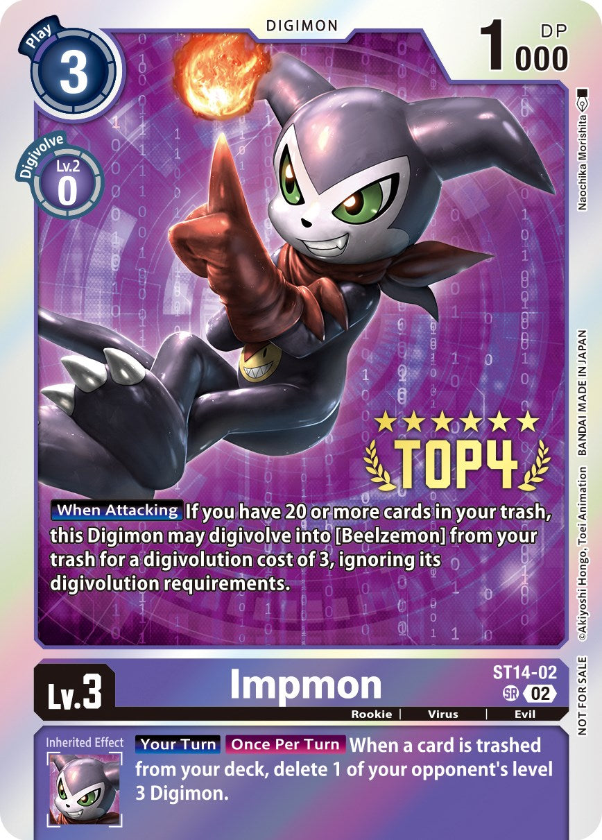 Impmon [ST14-02] (Digimon 3-On-3 November 2023 Top 4) [Starter Deck: Beelzemon Advanced Deck Set] | Tables and Towers