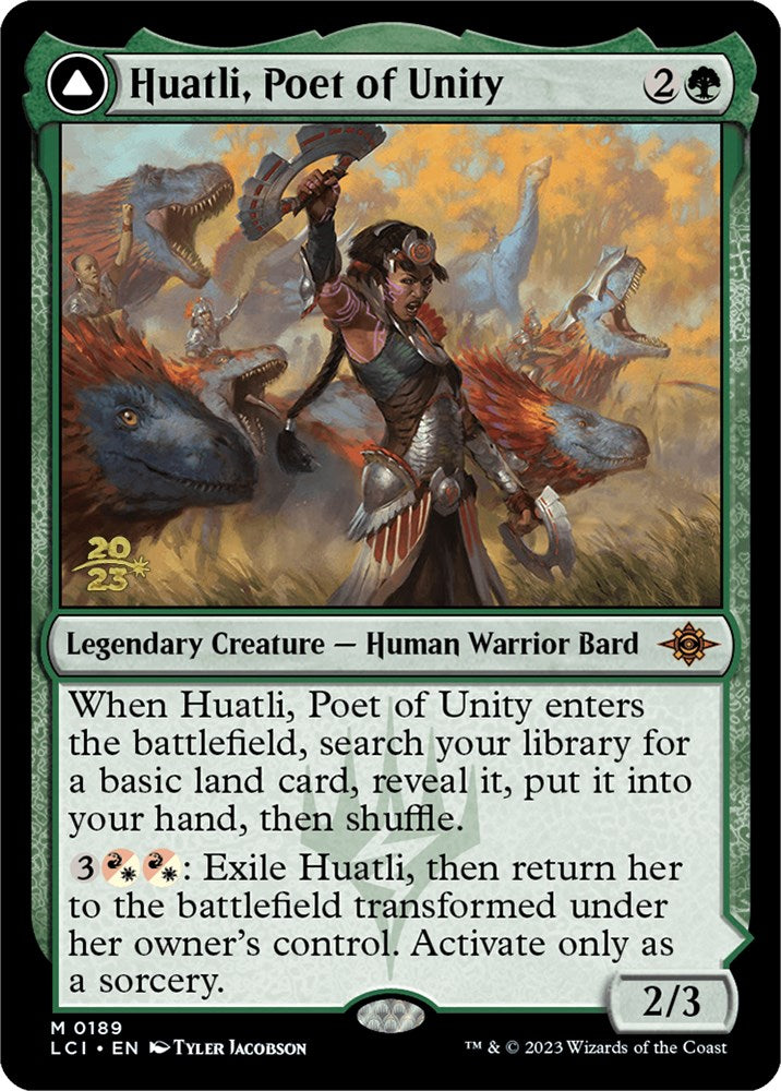 Huatli, Poet of Unity // Roar of the Fifth People [The Lost Caverns of Ixalan Prerelease Cards] | Tables and Towers