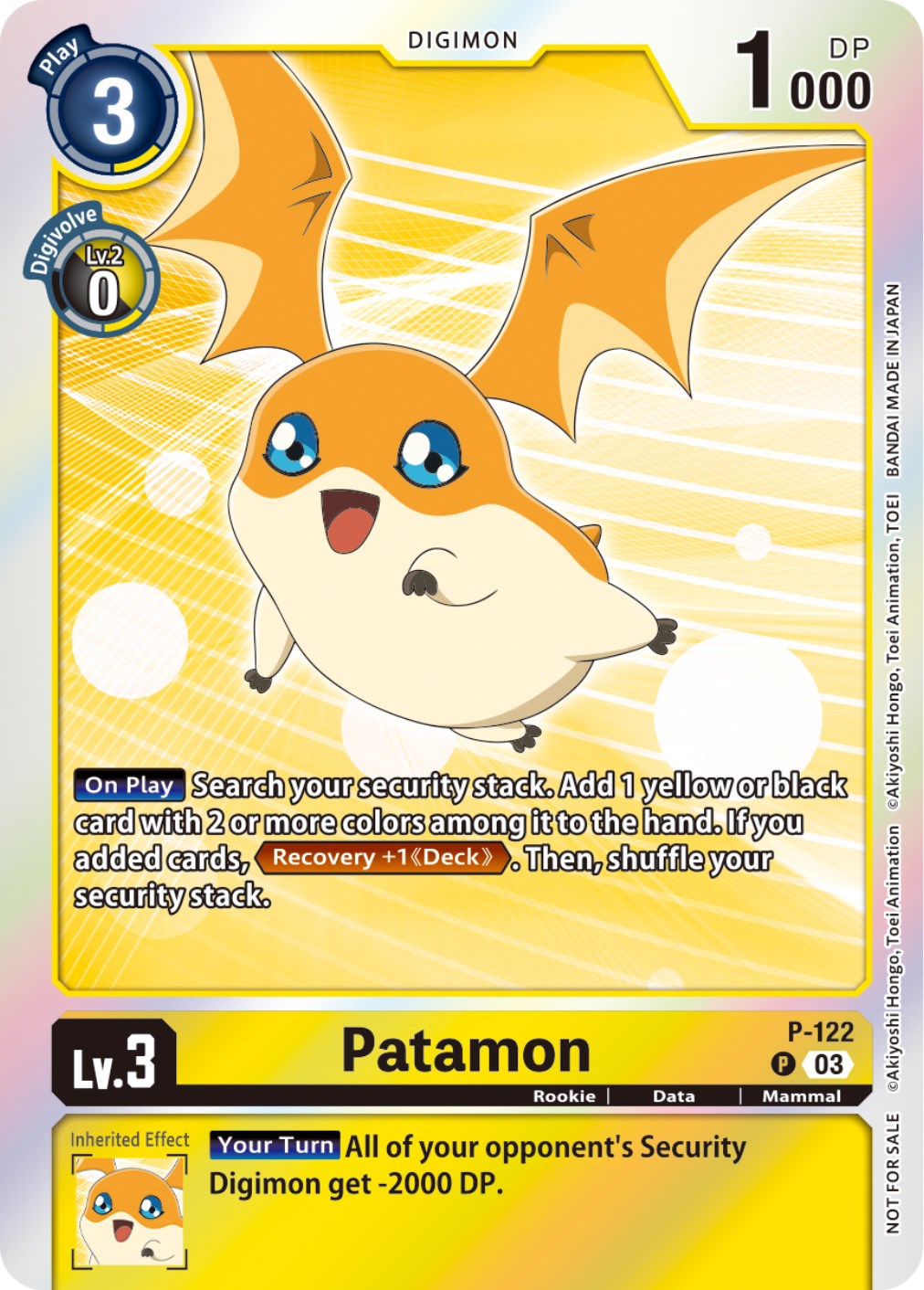 Patamon [P-122] (Tamer Party Pack -The Beginning- Ver. 2.0) [Promotional Cards] | Tables and Towers