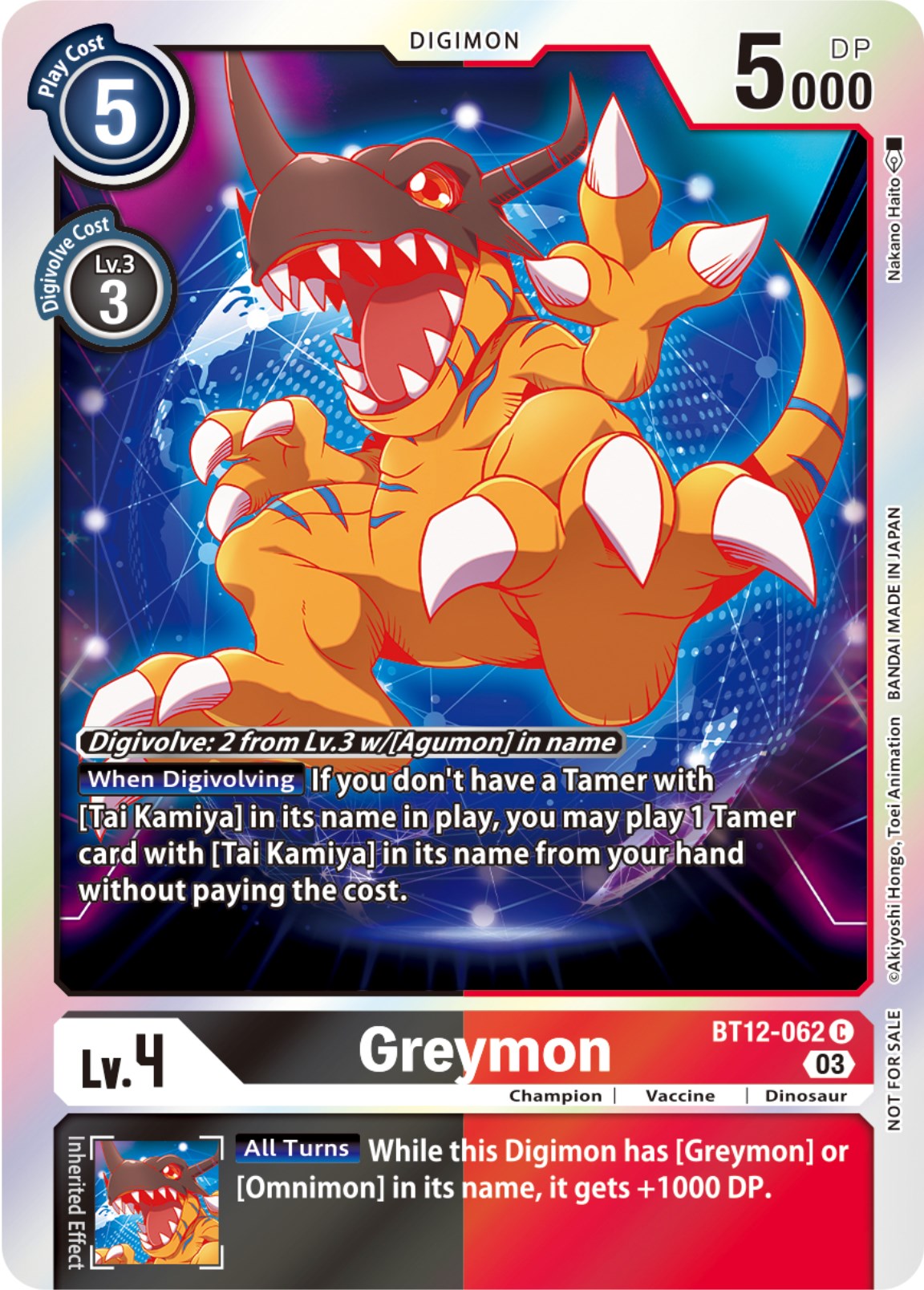 Greymon [BT12-062] (Official Tournament Pack Vol.11) [Across Time] | Tables and Towers