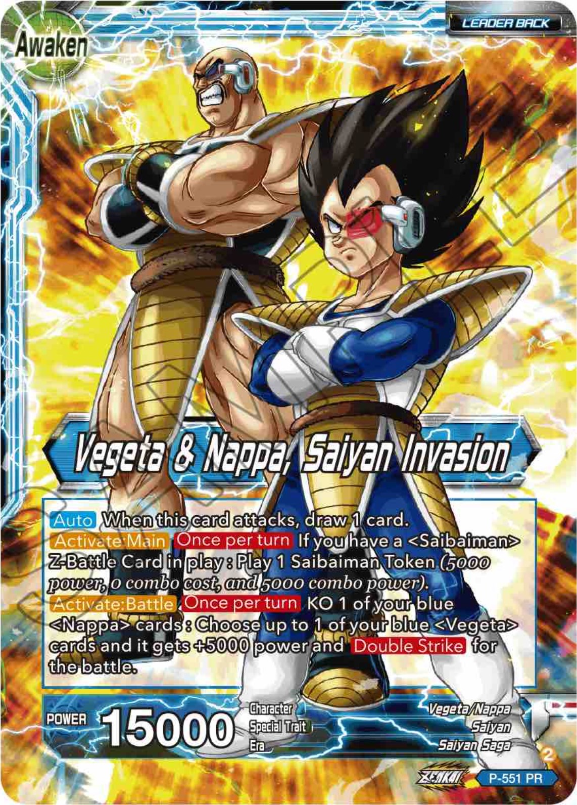 Nappa // Vegeta & Nappa, Saiyan Invasion (P-551) [Promotion Cards] | Tables and Towers