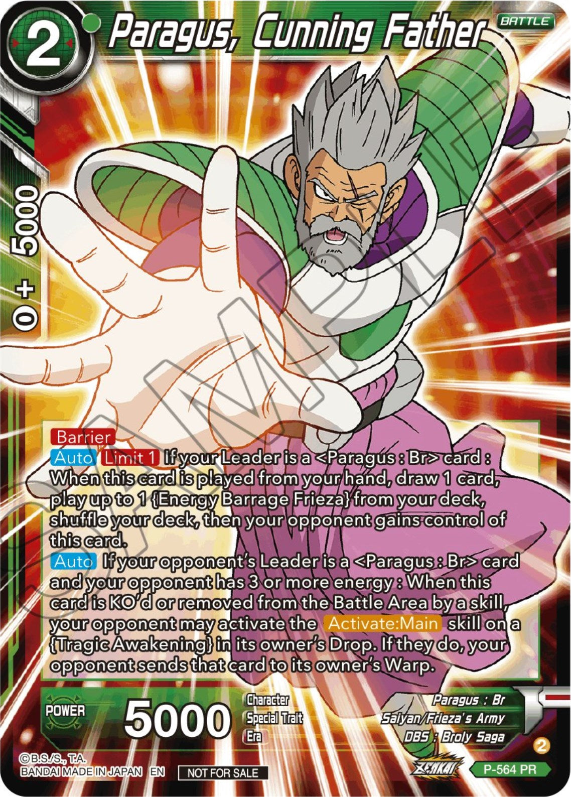 Paragus, Cunning Father (Zenkai Series Tournament Pack Vol.6) (P-564) [Tournament Promotion Cards] | Tables and Towers