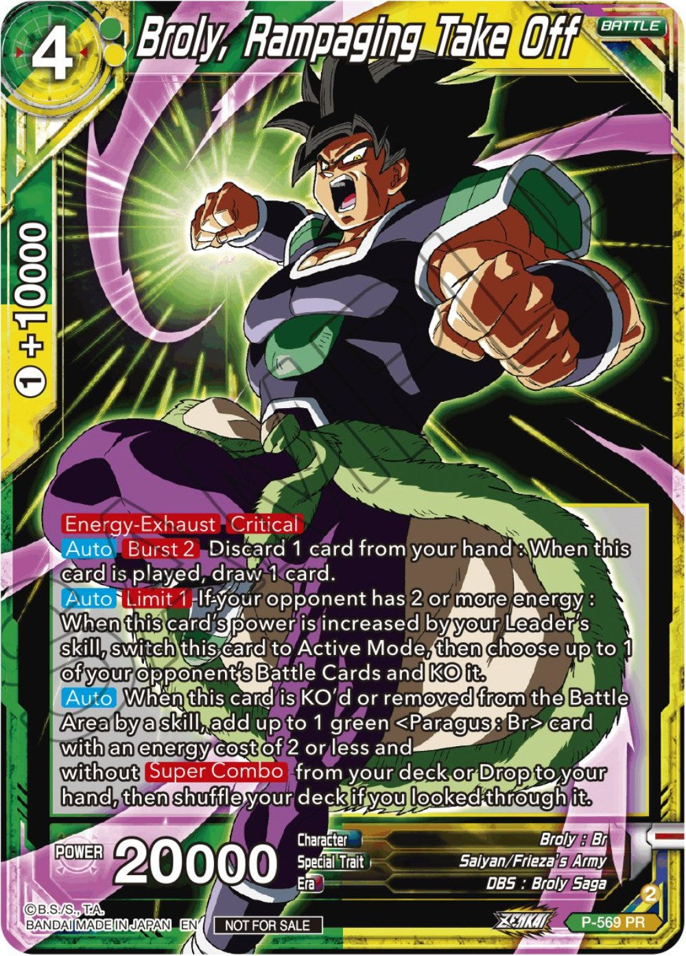 Broly, Rampaging Take Off (Zenkai Series Tournament Pack Vol.6) (P-569) [Tournament Promotion Cards] | Tables and Towers