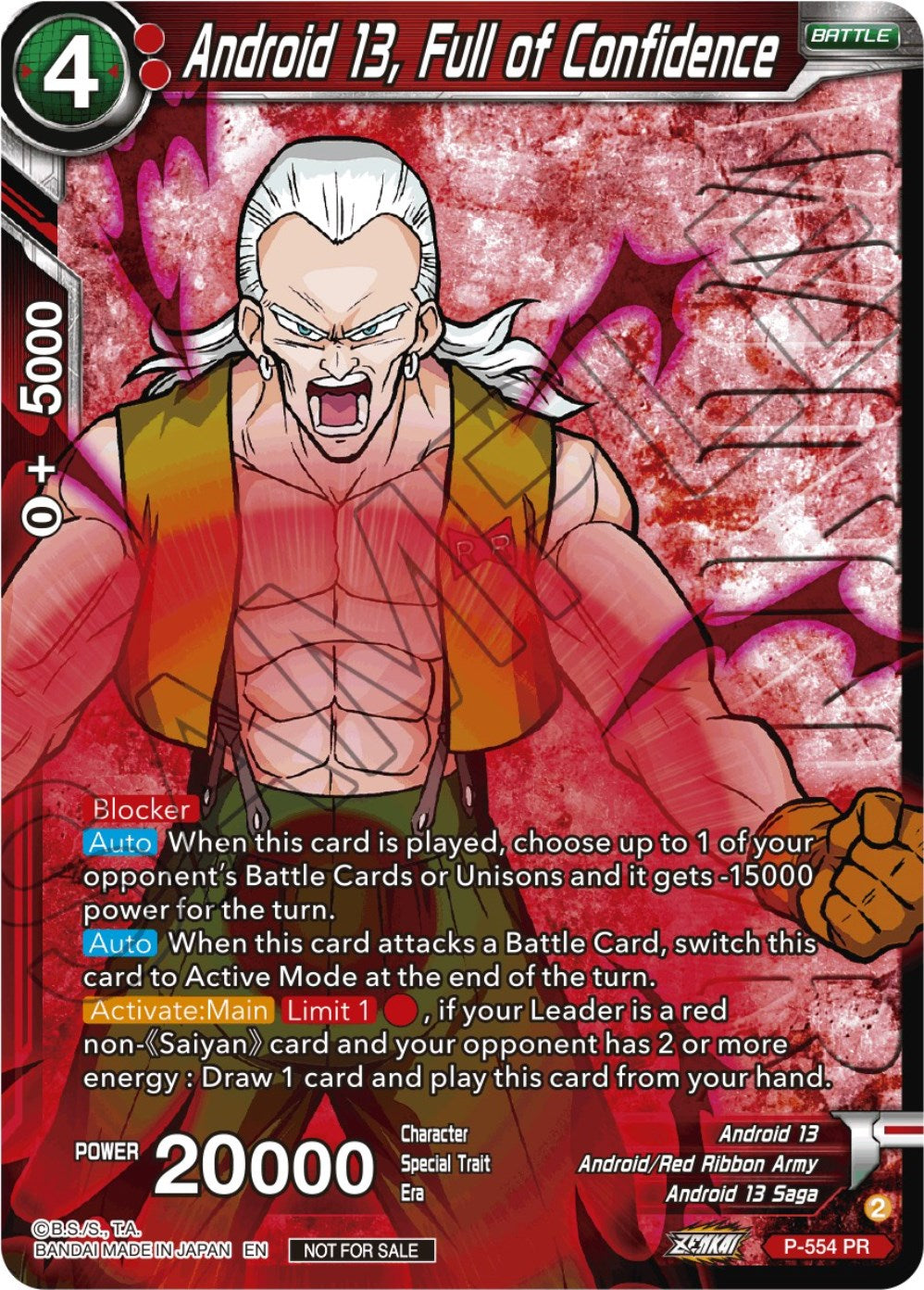 Android 13, Full of Confidence (Zenkai Series Tournament Pack Vol.6) (Winner) (P-554) [Tournament Promotion Cards] | Tables and Towers