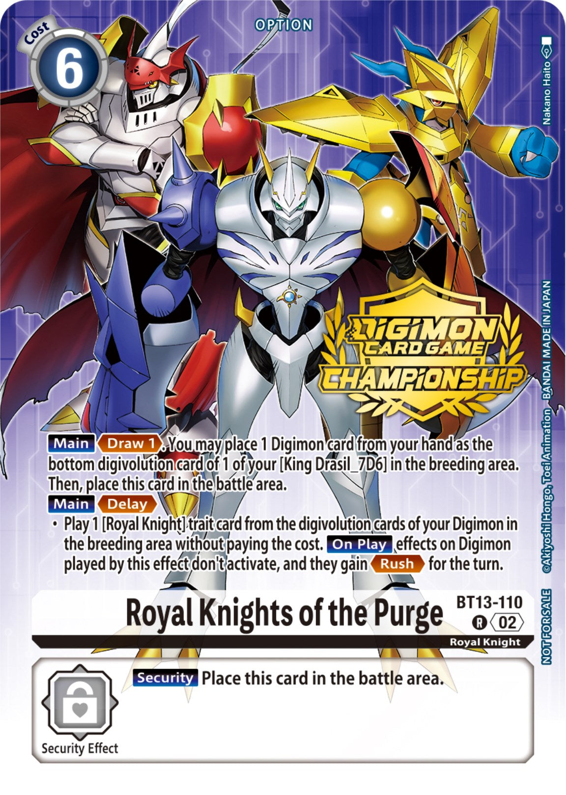 Royal Knights of the Purge [BT13-110] (Championship 2023 Tamers Pack) [Versus Royal Knights Promos] | Tables and Towers