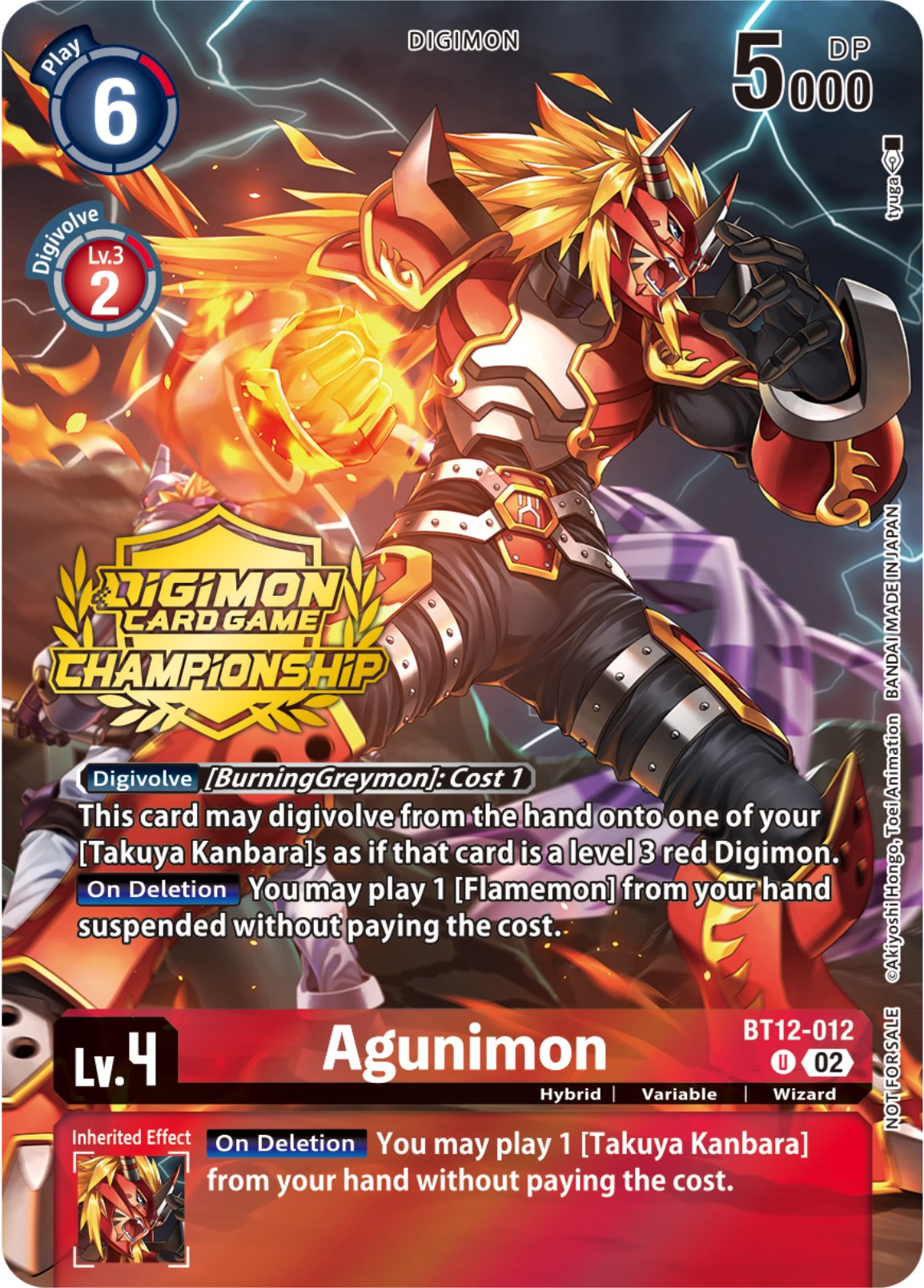 Agunimon [BT12-012] (Championship 2023 Tamers Pack) [Across Time Promos] | Tables and Towers