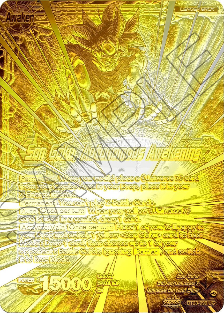 SSB Son Goku // Son Goku, Autonomous Awakening (2023 Championship Finals) (Gold Metal Foil) (BT23-099) [Tournament Promotion Cards] | Tables and Towers