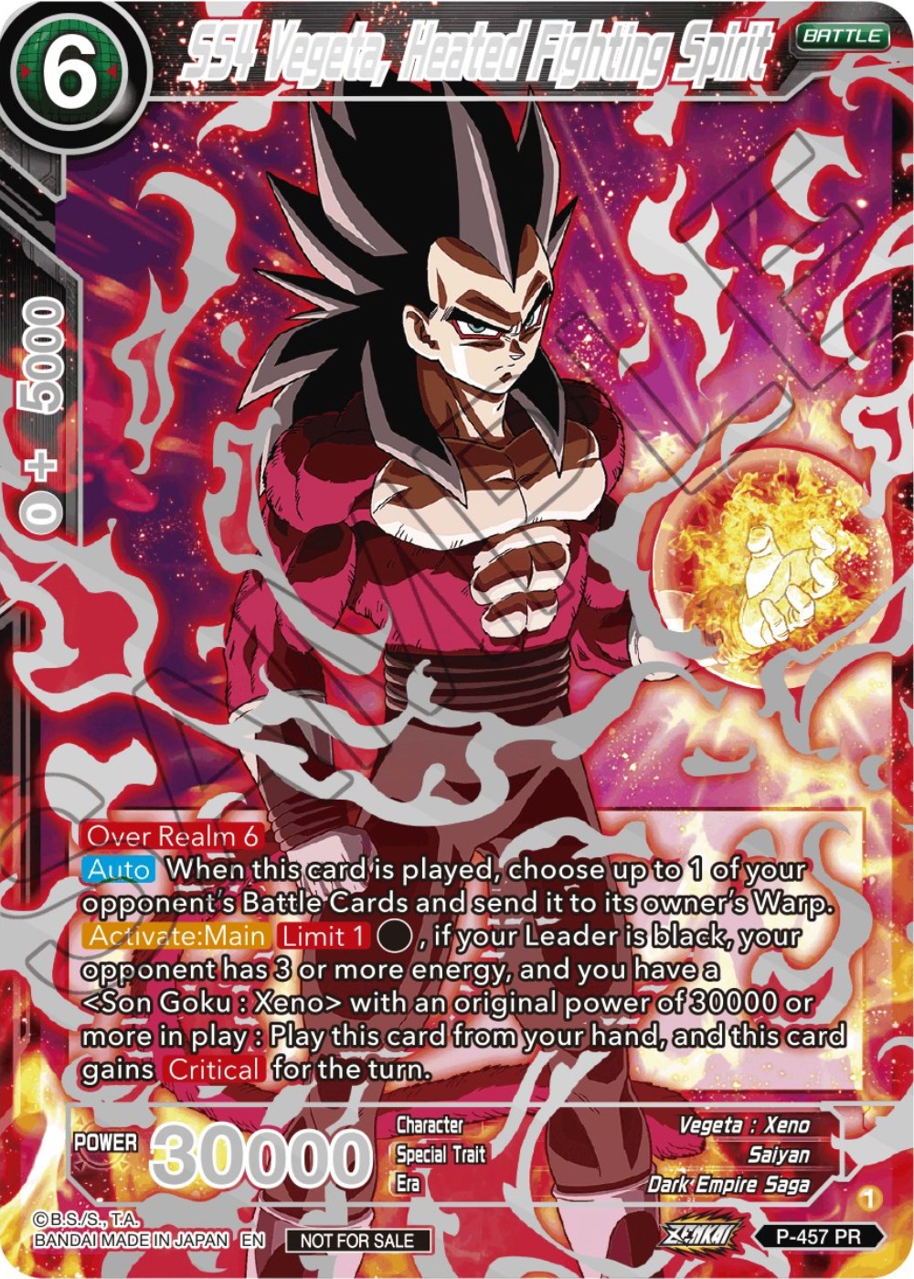 SS4 Vegeta, Heated Fighting Spirit (Championship 2023 Reward Alternate Art Card Set) (Holo) (P-457) [Tournament Promotion Cards] | Tables and Towers