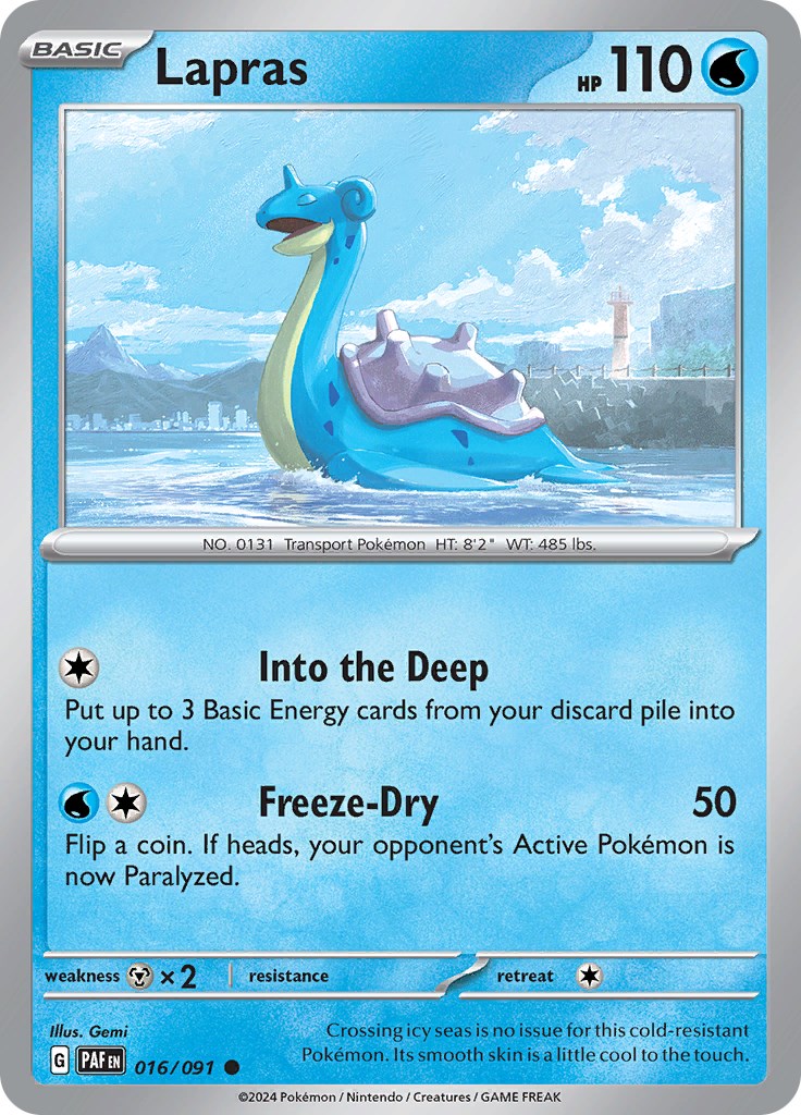 Lapras (016/091) [Scarlet & Violet: Paldean Fates] | Tables and Towers