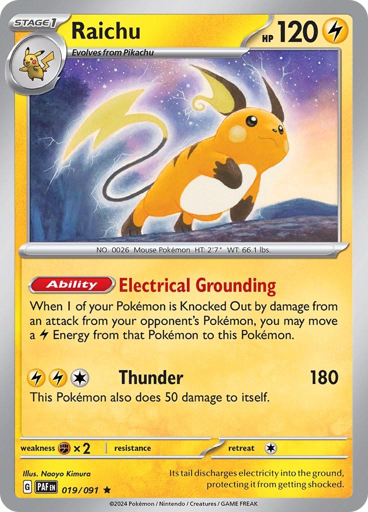 Raichu (019/091) [Scarlet & Violet: Paldean Fates] | Tables and Towers