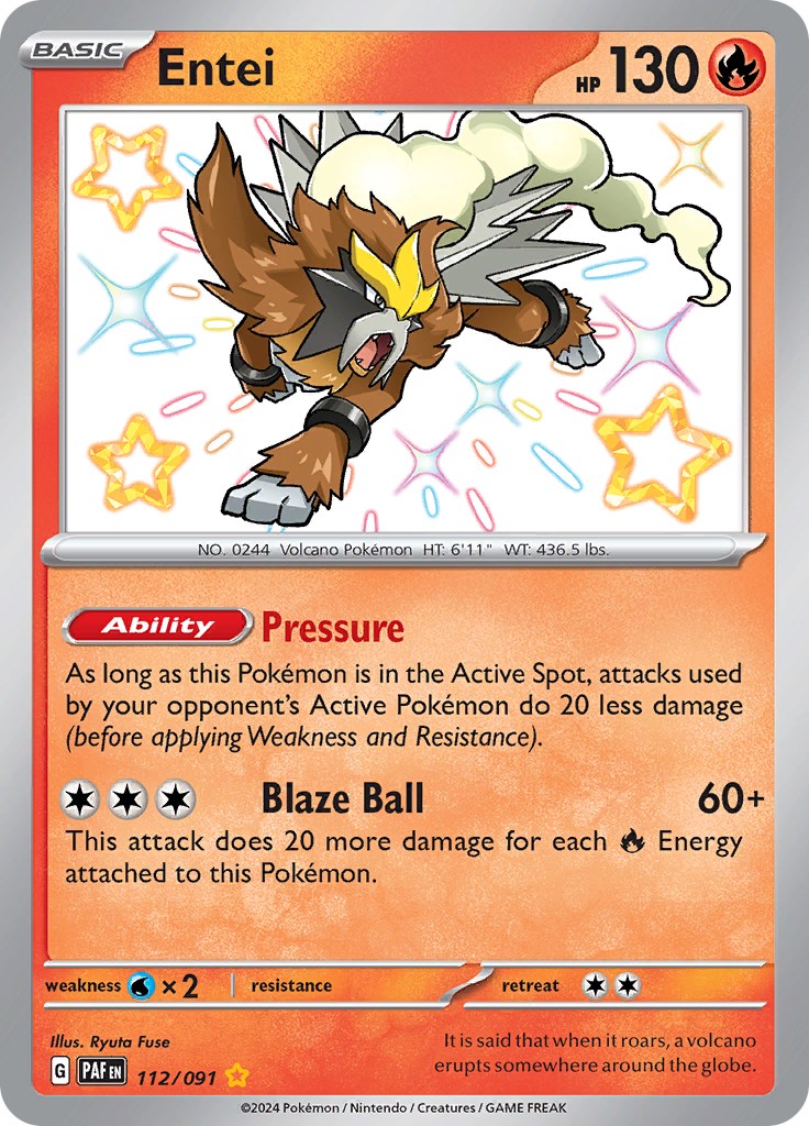 Entei (112/091) [Scarlet & Violet: Paldean Fates] | Tables and Towers