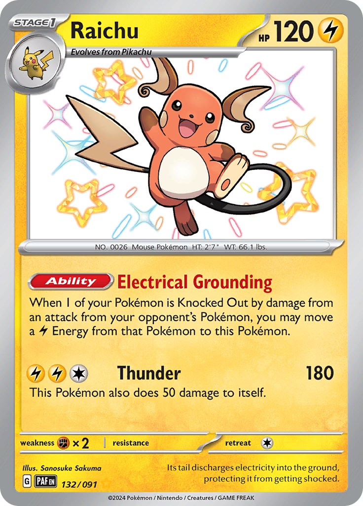 Raichu (132/091) [Scarlet & Violet: Paldean Fates] | Tables and Towers