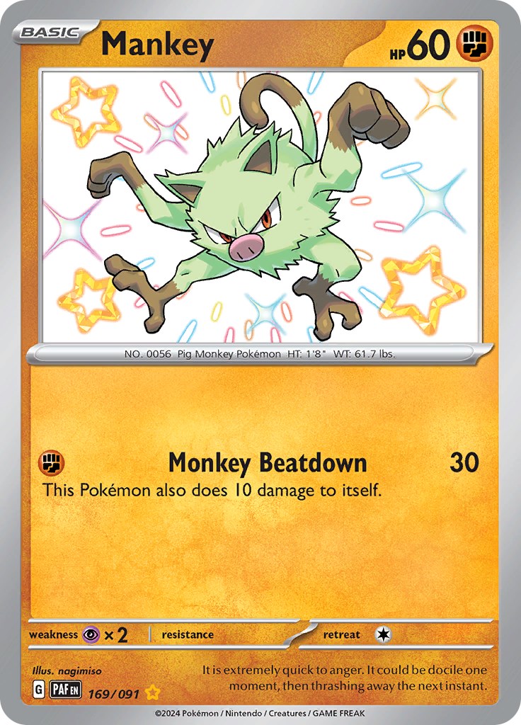 Mankey (169/091) [Scarlet & Violet: Paldean Fates] | Tables and Towers