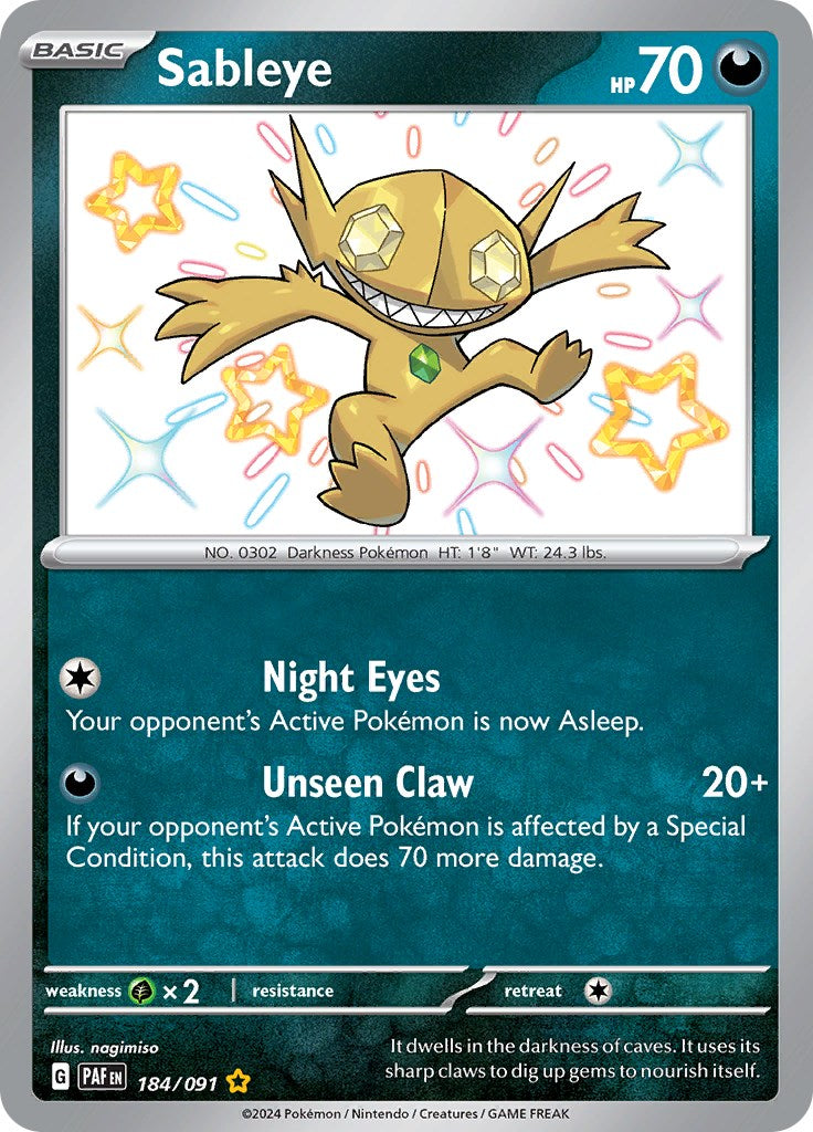 Sableye (184/091) [Scarlet & Violet: Paldean Fates] | Tables and Towers