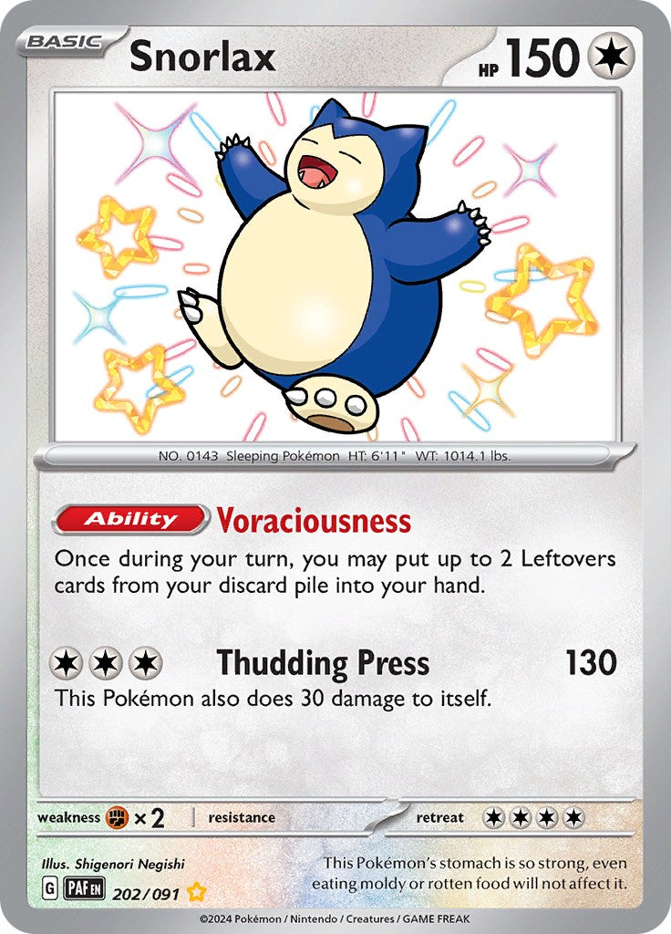 Snorlax (202/091) [Scarlet & Violet: Paldean Fates] | Tables and Towers