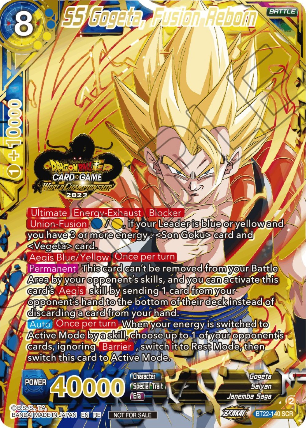 SS Gogeta, Fusion Reborn (2023 World Championship Stamp) (BT22-140) [Tournament Promotion Cards] | Tables and Towers