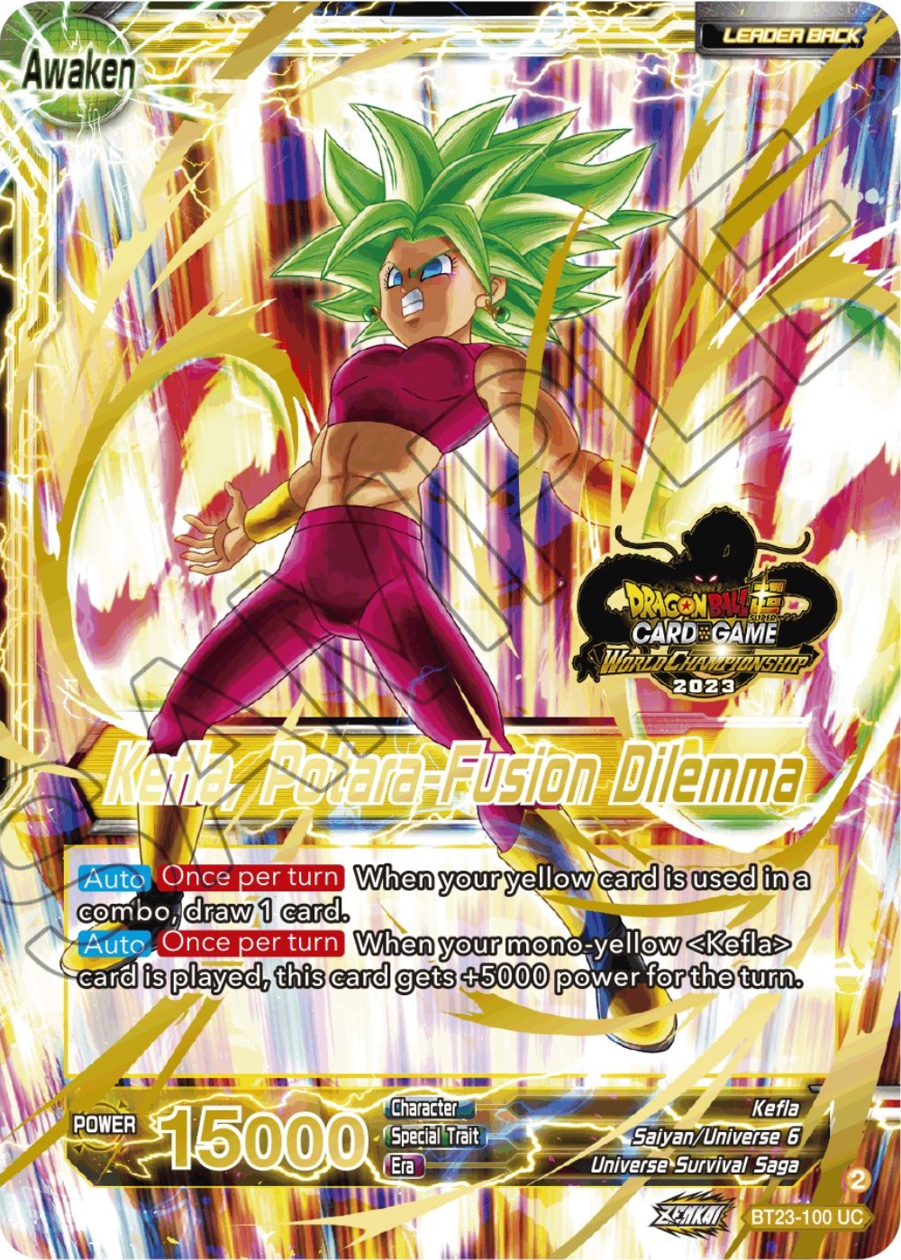 Kale & Caulifla // Kefla, Potara-Fusion Dilemma (2023 Worlds ZENKAI 06 Leader Set) (BT23-100) [Tournament Promotion Cards] | Tables and Towers