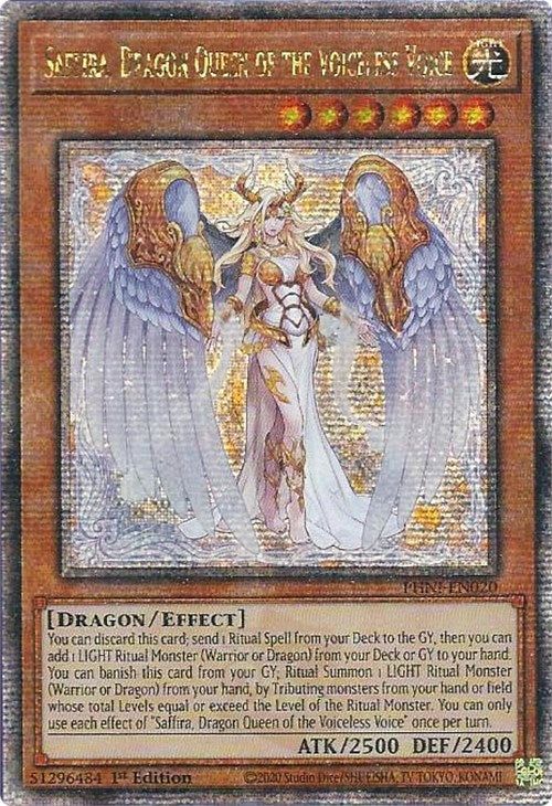 Saffira, Dragon Queen of the Voiceless Voice [PHNI-EN020] Quarter Century Secret Rare | Tables and Towers