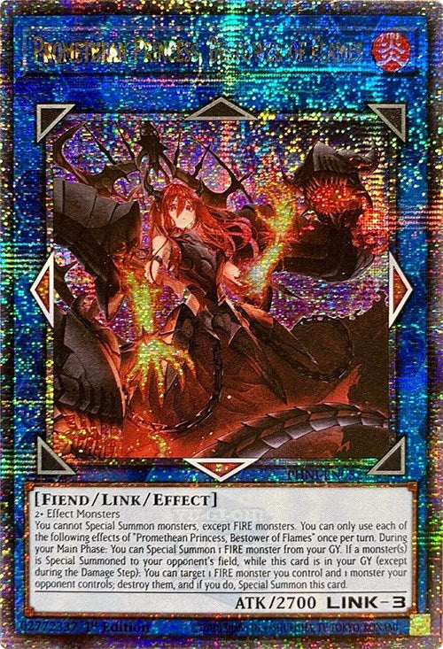 Promethean Princess, Bestower of Flames [PHNI-EN052] Quarter Century Secret Rare | Tables and Towers