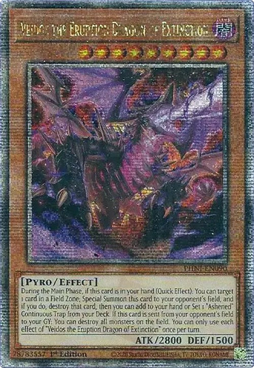 Veidos the Eruption Dragon of Extinction [PHNI-EN090] Quarter Century Secret Rare | Tables and Towers