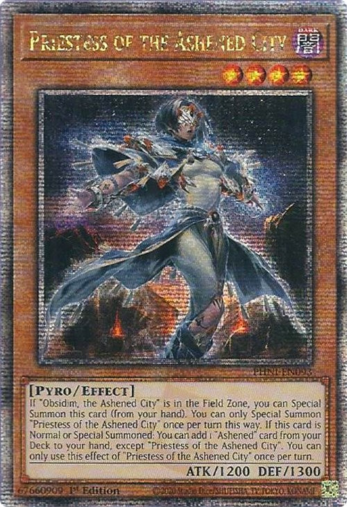 Priestess of the Ashened City [PHNI-EN093] Quarter Century Secret Rare | Tables and Towers