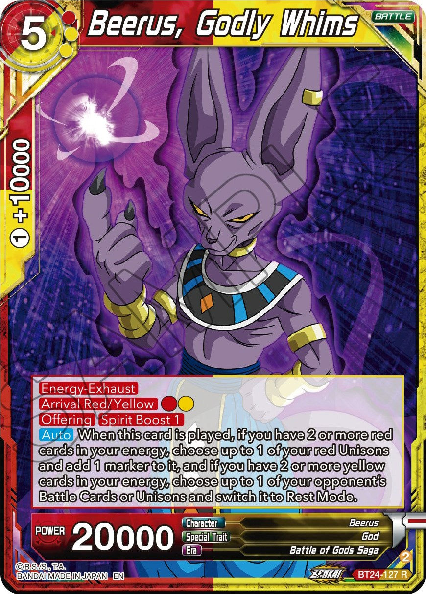 Beerus, Godly Whims (BT24-127) [Beyond Generations] | Tables and Towers